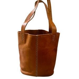 Johnny Farah Tan Leather Shoulder Tote Bag